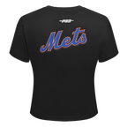 MLB NEW YORK METS GAME DAY CLASSICS HAUT BABY DOLL EN JERSEY SIMPLE POUR FEMME (NOIR)