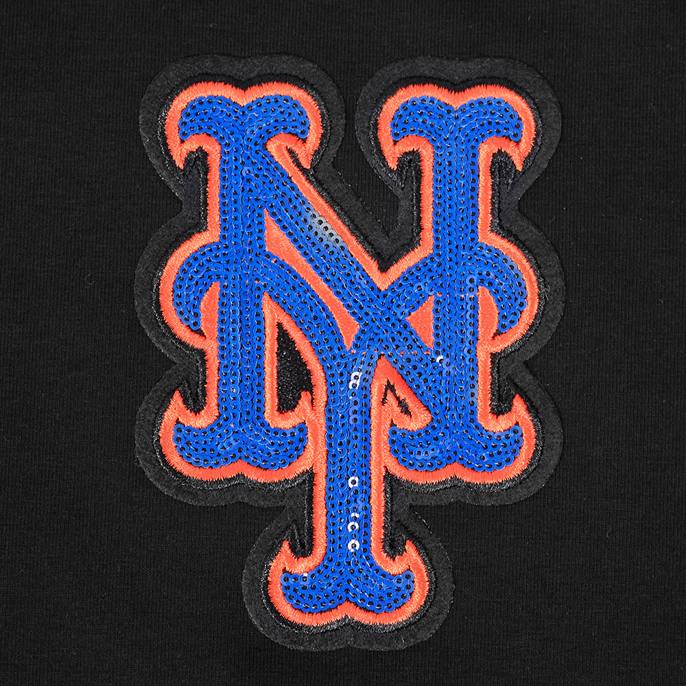 MLB NEW YORK METS GAME DAY CLASSICS HAUT BABY DOLL EN JERSEY SIMPLE POUR FEMME (NOIR)
