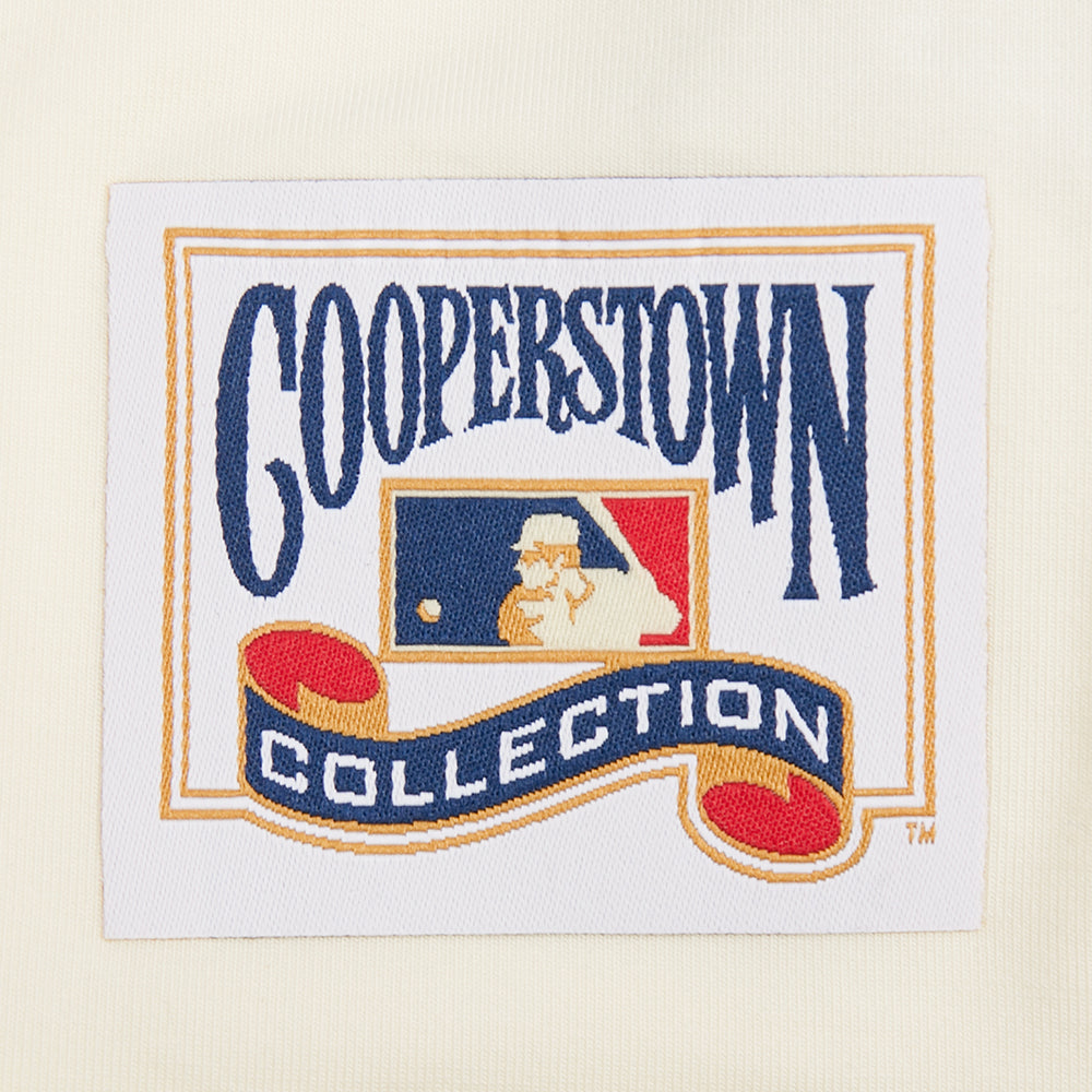 MLB NEW YORK METS RETRO CASCADE T-SHIRT À BORDURES CONTRASTANTES POUR FEMME (COQUILLE D'ŒUF/BLEU ROYAL)