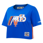 MLB NEW YORK METS RETRO ELEVATION HAUT EN JERSEY SIMPLE À COUPE CARRÉE POUR FEMME (BLEU ROYAL)