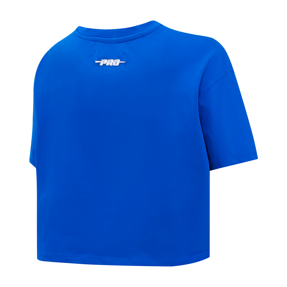 MLB NEW YORK METS RETRO ELEVATION HAUT EN JERSEY SIMPLE À COUPE CARRÉE POUR FEMME (BLEU ROYAL)