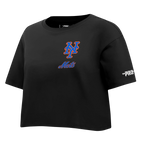 MLB NEW YORK METS CLASSIC CHENILLE WOMEN'S SJ BOXY TOP (BLACK)
