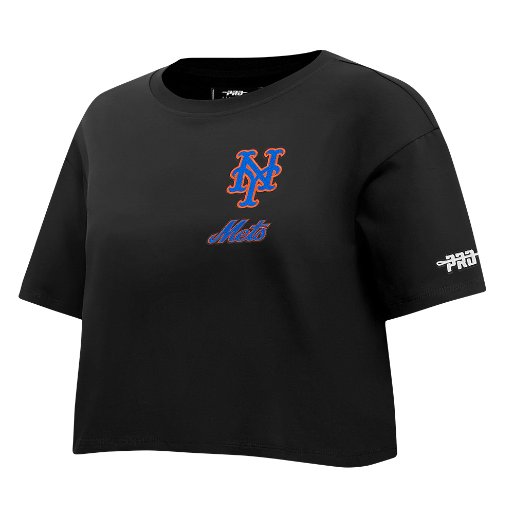 MLB NEW YORK METS CLASSIC CHENILLE WOMEN'S SJ BOXY TOP (BLACK)
