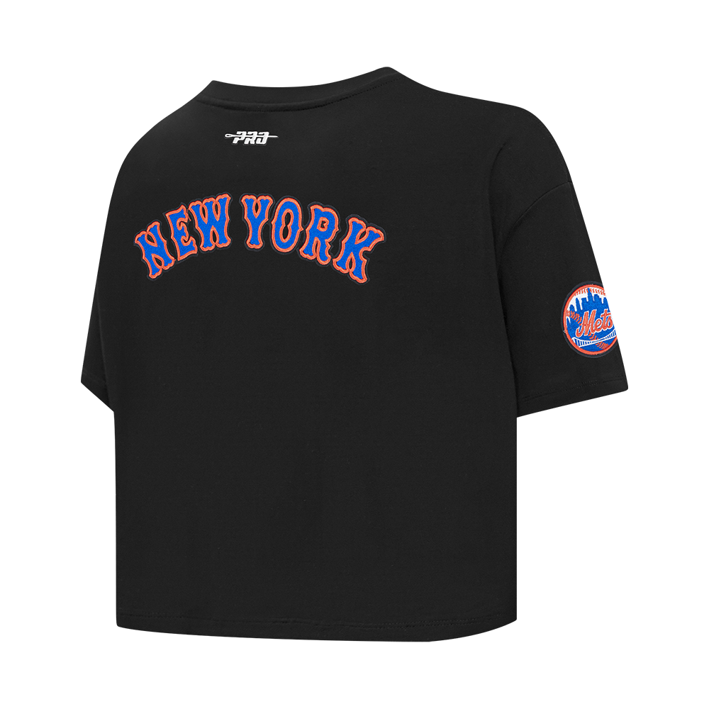 MLB NEW YORK METS CLASSIC CHENILLE WOMEN'S SJ BOXY TOP (BLACK)