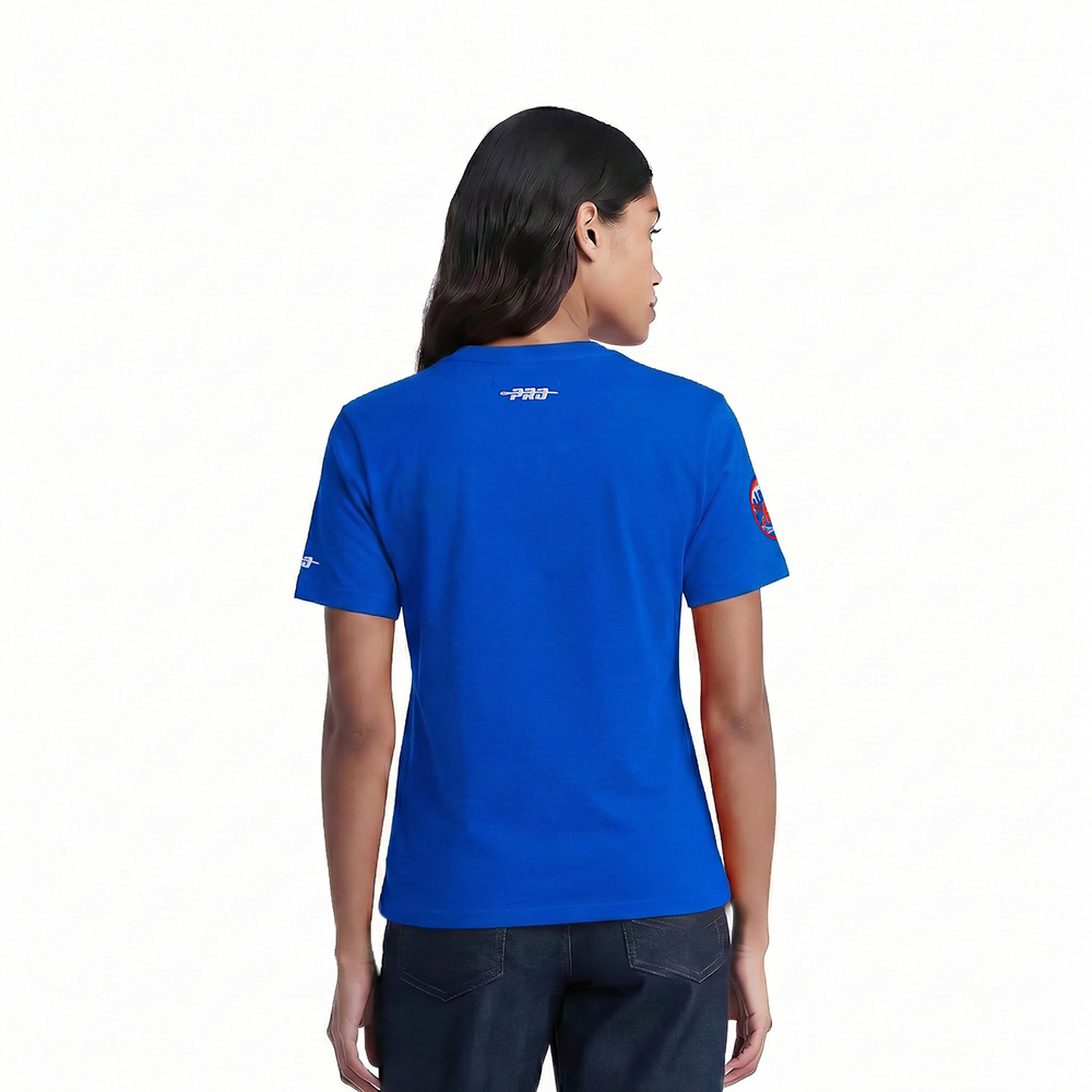 MLB NEW YORK METS CLASSIC CHENILLE HAUT EN JERSEY SIMPLE À COUPE AJUSTÉE POUR FEMME (BLEU ROYAL)