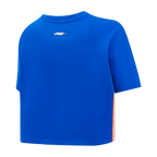 MLB NEW YORK METS RETRO CLASSIC HAUT EN JERSEY SIMPLE À COUPE CARRÉE POUR FEMME (BLEU ROYAL)