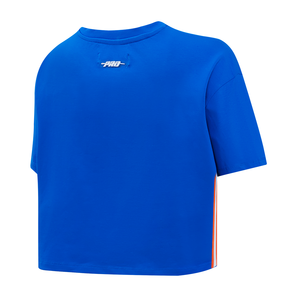 MLB NEW YORK METS RETRO CLASSIC HAUT EN JERSEY SIMPLE À COUPE CARRÉE POUR FEMME (BLEU ROYAL)