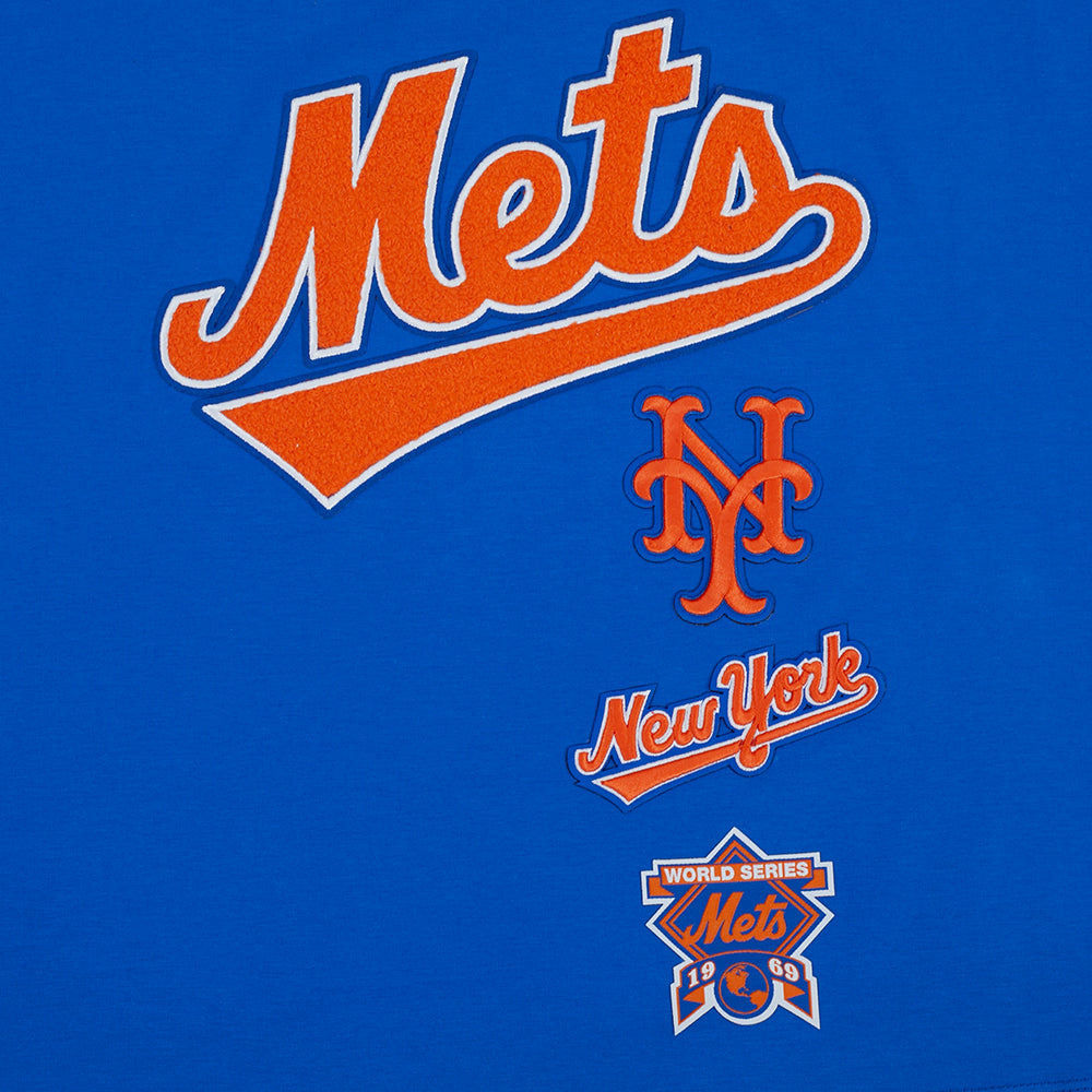 MLB NEW YORK METS RETRO CLASSIC HAUT EN JERSEY SIMPLE À COUPE CARRÉE POUR FEMME (BLEU ROYAL)