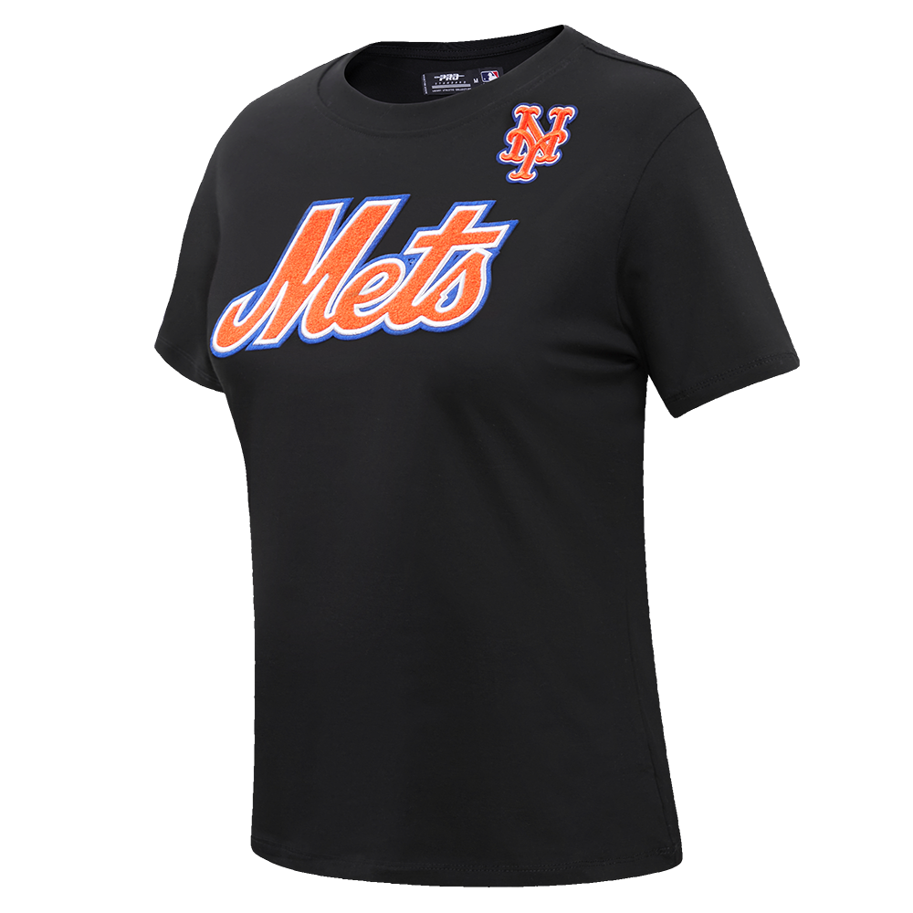 MLB NEW YORK METS CLASSIC SHORT SLEEVE WOMEN'S SINGLE JERSEY SLIM FIT TOP (BLACK)