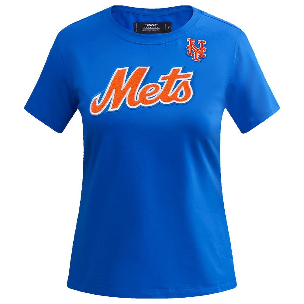 MLB NEW YORK METS CLASSIC SHORT SLEEVE WOMEN'S SINGLE JERSEY SLIM FIT TOP (ROYAL BLUE)