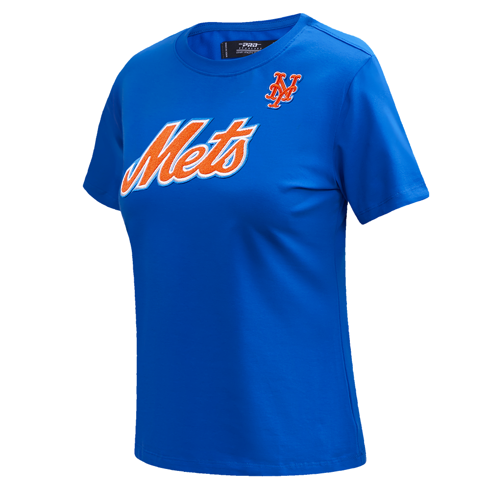MLB NEW YORK METS CLASSIC SHORT SLEEVE WOMEN'S SINGLE JERSEY SLIM FIT TOP (ROYAL BLUE)