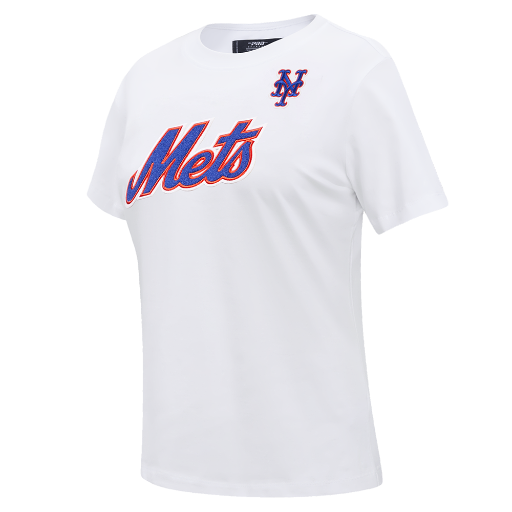 MLB NEW YORK METS CLASSIC SHORT SLEEVE WOMEN'S SINGLE JERSEY SLIM FIT TOP (WHITE)