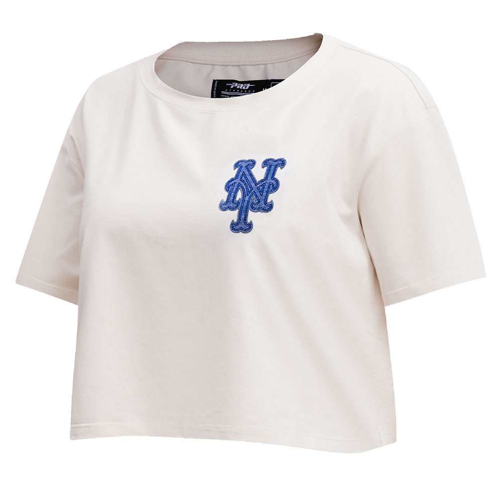 MLB NEW YORK METS VARSITY BLUES WOMEN'S BOXY TOP (LINEN)