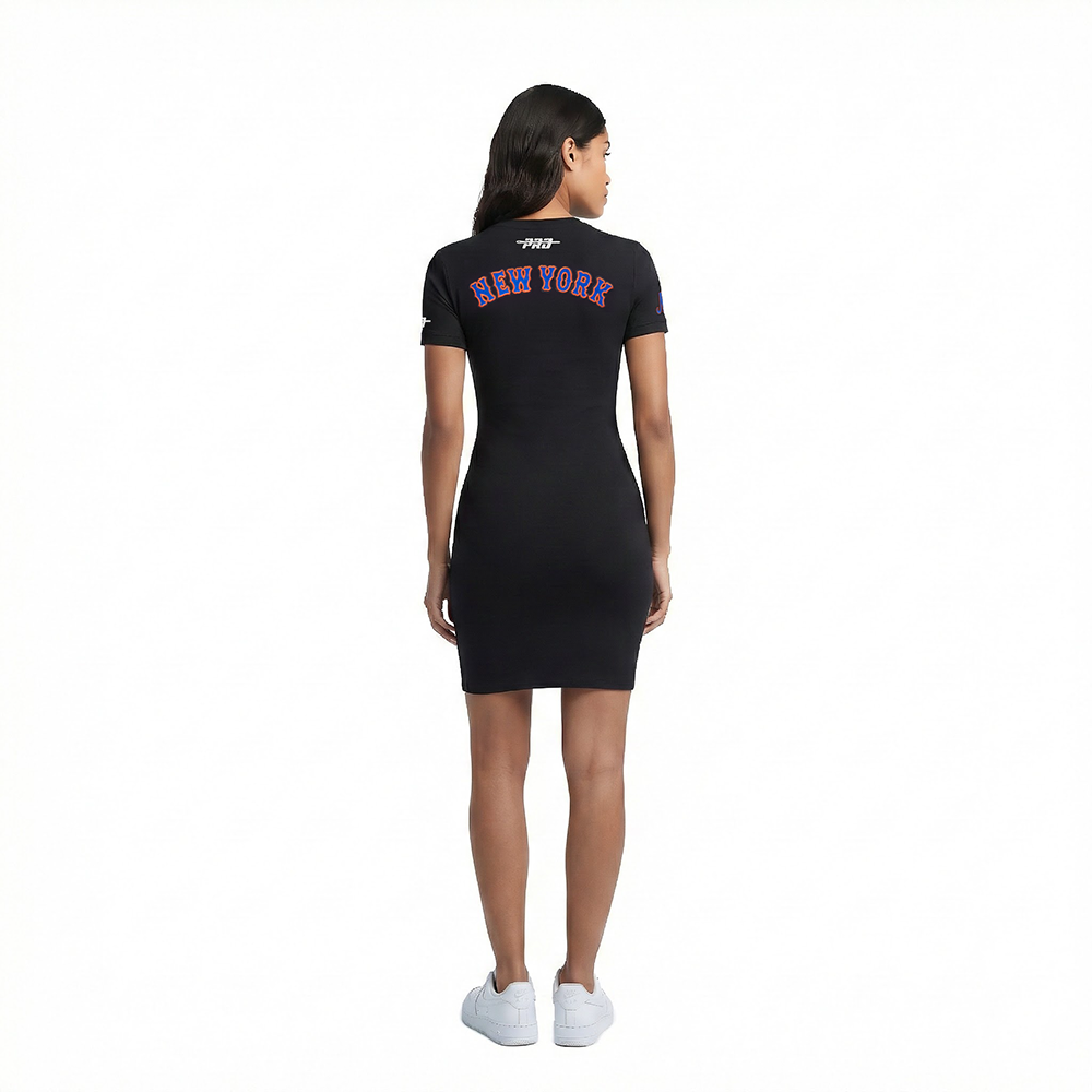 MLB NEW YORK METS CLASSIC CHENILLE WOMEN'S BODYCON DRESS (BLACK)