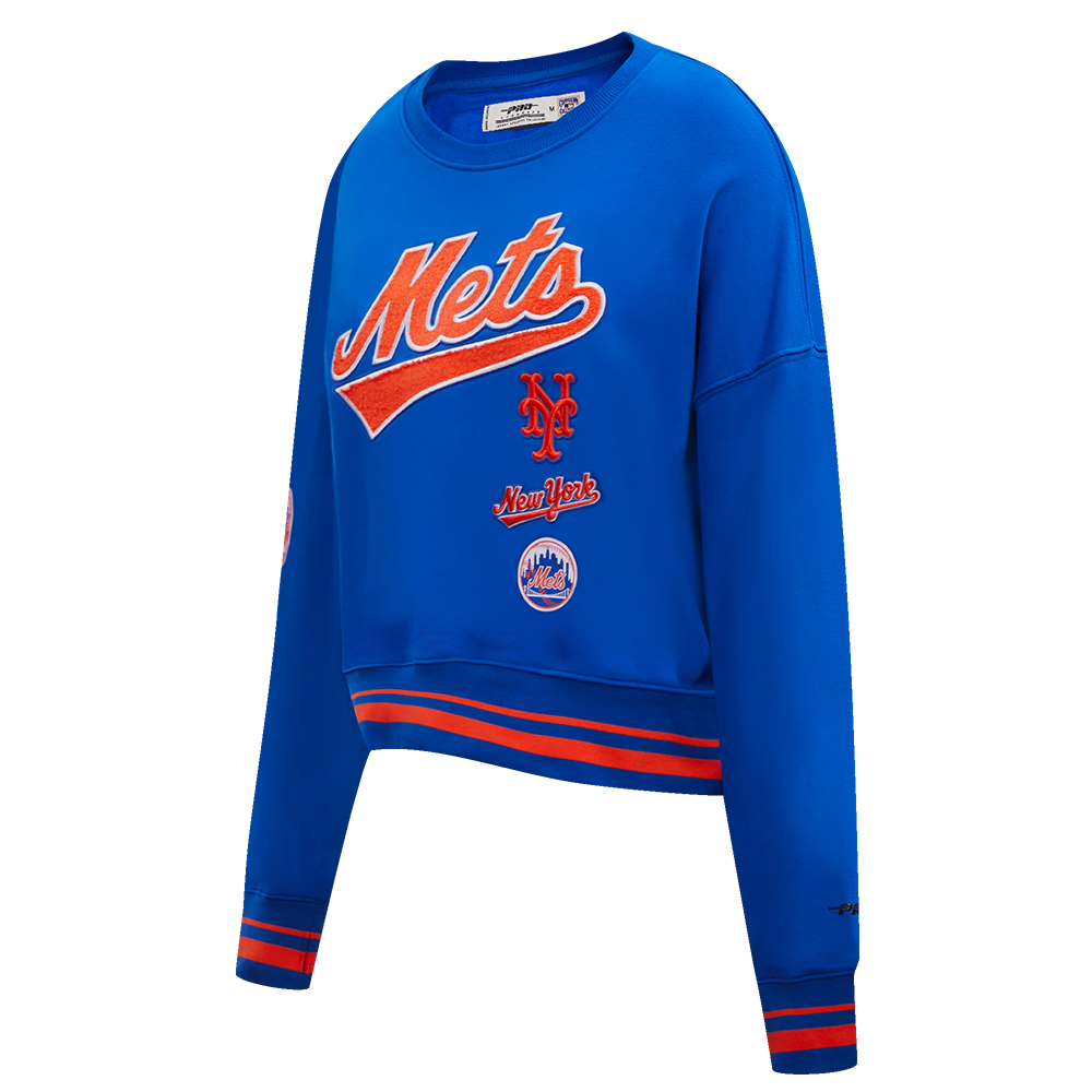 MLB NEW YORK METS RETRO CLASSIC WOMEN'S RIB CREWNECK (ROYAL/ORANGE/ROYAL)