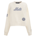 MLB NEW YORK METS REVERSE FRENCH TERRY WOMEN'S FLEECE CREWNECK (EGGSHELL)