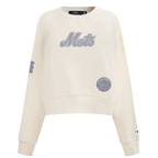 MLB NEW YORK METS REVERSE FRENCH TERRY WOMEN'S FLEECE CREWNECK (EGGSHELL)