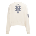 MLB NEW YORK METS REVERSE FRENCH TERRY WOMEN'S FLEECE CREWNECK (EGGSHELL)