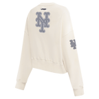 MLB NEW YORK METS REVERSE FRENCH TERRY WOMEN'S FLEECE CREWNECK (EGGSHELL)