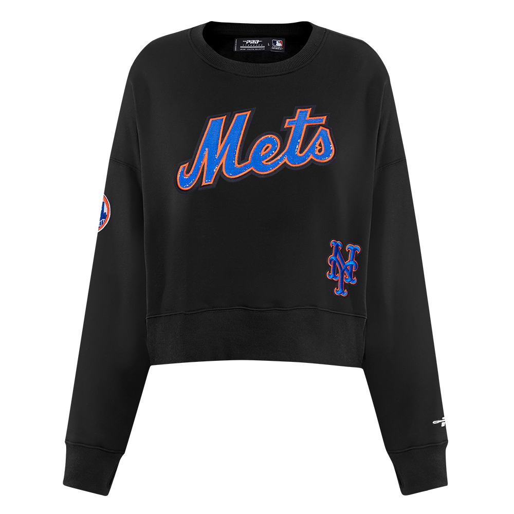 MLB NEW YORK METS GAME DAY CLASSICS CHANDAIL À COL ROND EN MAILLE DOUBLE POUR FEMME (NOIR)