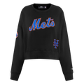 MLB NEW YORK METS GAME DAY CLASSICS CHANDAIL À COL ROND EN MAILLE DOUBLE POUR FEMME (NOIR)