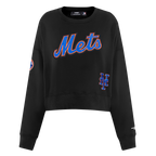 MLB NEW YORK METS GAME DAY CLASSICS CHANDAIL À COL ROND EN MAILLE DOUBLE POUR FEMME (NOIR)