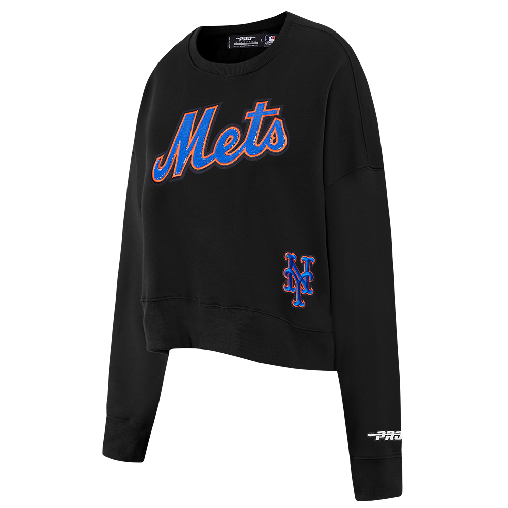 MLB NEW YORK METS GAME DAY CLASSICS CHANDAIL À COL ROND EN MAILLE DOUBLE POUR FEMME (NOIR)