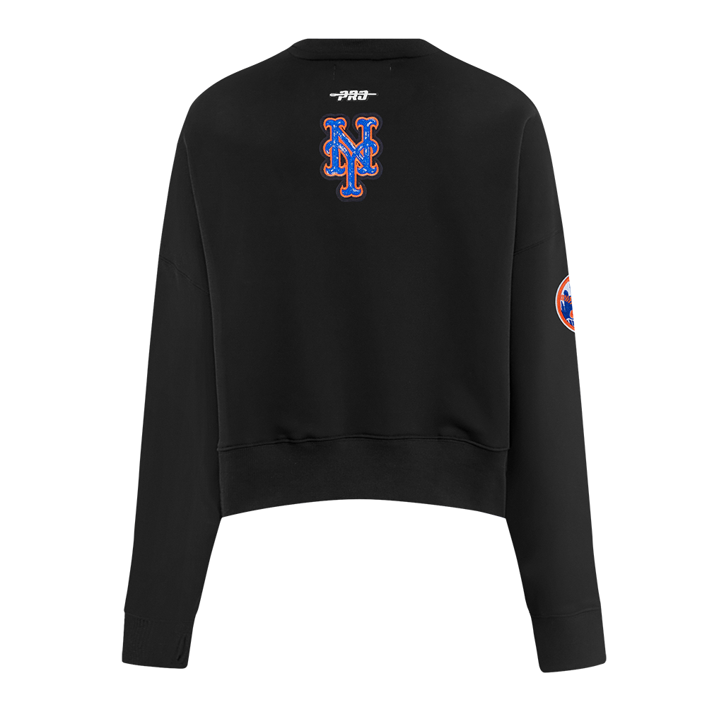 MLB NEW YORK METS GAME DAY CLASSICS CHANDAIL À COL ROND EN MAILLE DOUBLE POUR FEMME (NOIR)