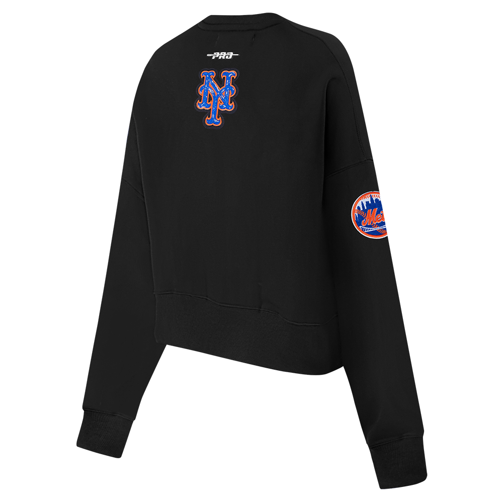 MLB NEW YORK METS GAME DAY CLASSICS CHANDAIL À COL ROND EN MAILLE DOUBLE POUR FEMME (NOIR)