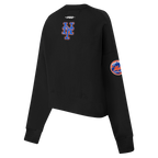 MLB NEW YORK METS GAME DAY CLASSICS CHANDAIL À COL ROND EN MAILLE DOUBLE POUR FEMME (NOIR)