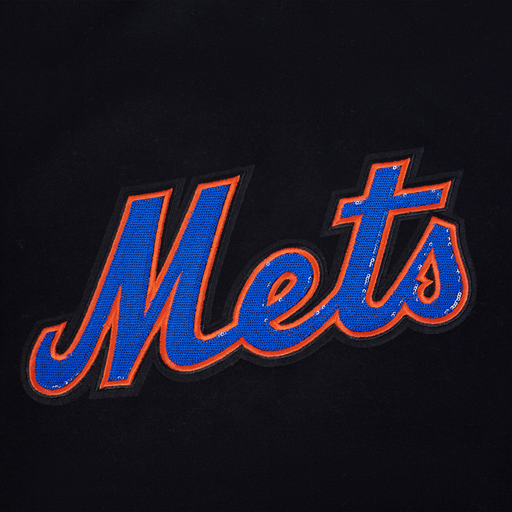 MLB NEW YORK METS GAME DAY CLASSICS CHANDAIL À COL ROND EN MAILLE DOUBLE POUR FEMME (NOIR)
