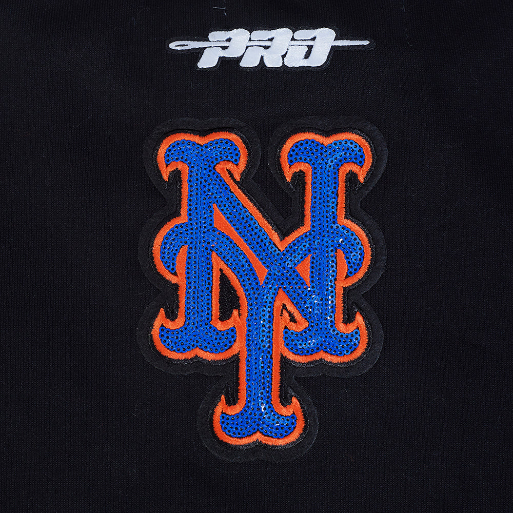MLB NEW YORK METS GAME DAY CLASSICS CHANDAIL À COL ROND EN MAILLE DOUBLE POUR FEMME (NOIR)