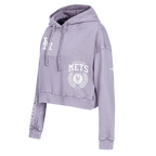 MLB NEW YORK METS STREET TEAM WOMEN'S ENZYME WASH FT CROPPED PO HOODIE (WASHED LILAC GRAY)