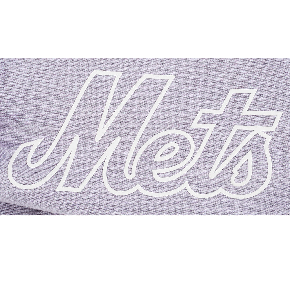 MLB NEW YORK METS STREET TEAM WOMEN'S ENZYME WASH FT CROPPED PO HOODIE (WASHED LILAC GRAY)