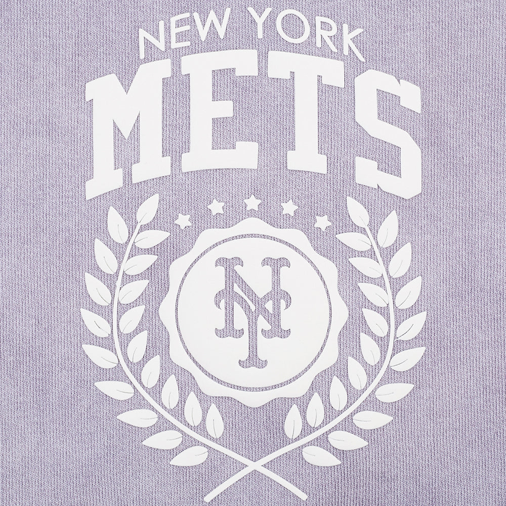 MLB NEW YORK METS STREET TEAM WOMEN'S ENZYME WASH FT CROPPED PO HOODIE (WASHED LILAC GRAY)