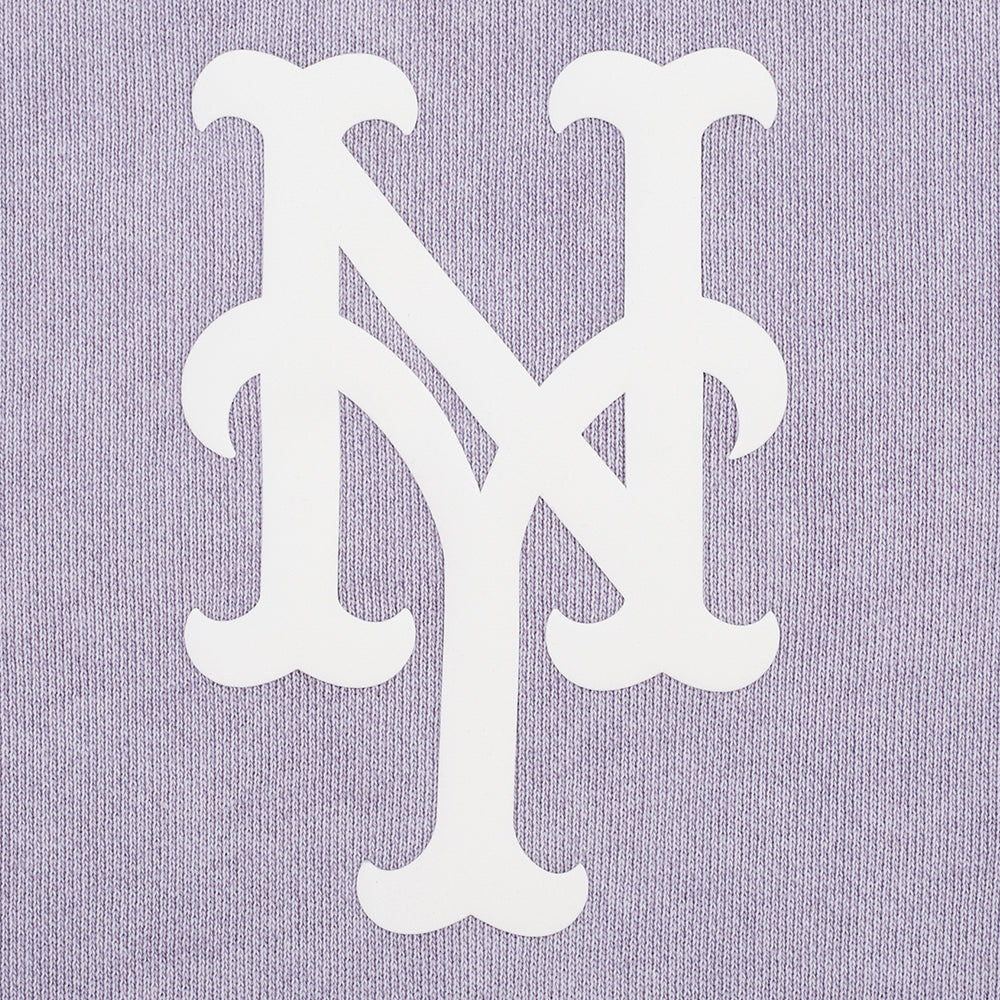 MLB NEW YORK METS STREET TEAM WOMEN'S ENZYME WASH FT CROPPED PO HOODIE (WASHED LILAC GRAY)