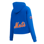 MLB NEW YORK METS CLASSIC CHENILLE CHANDAIL À CAPUCHON COURT EN MOLLETON POUR FEMME (BLEU ROYAL)
