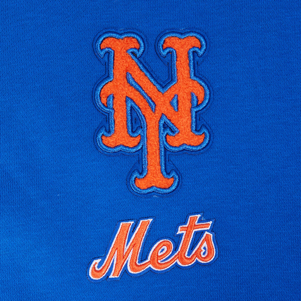 MLB NEW YORK METS CLASSIC CHENILLE CHANDAIL À CAPUCHON COURT EN MOLLETON POUR FEMME (BLEU ROYAL)