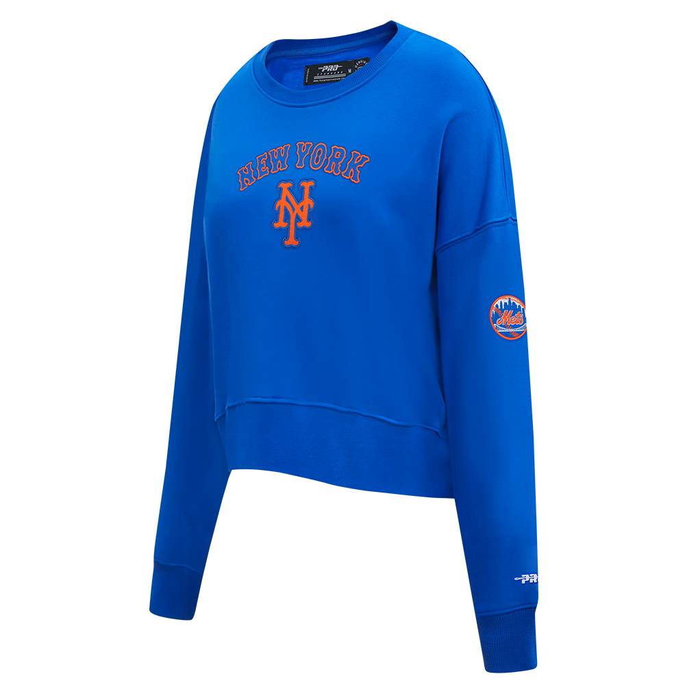 MLB NEW YORK METS CLASSIC CHENILLE CHANDAIL À COL ROND EN MOLLETON POUR FEMME (BLEU ROYAL)