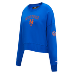 MLB NEW YORK METS CLASSIC CHENILLE CHANDAIL À COL ROND EN MOLLETON POUR FEMME (BLEU ROYAL)