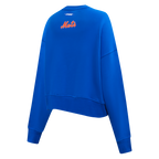 MLB NEW YORK METS CLASSIC CHENILLE CHANDAIL À COL ROND EN MOLLETON POUR FEMME (BLEU ROYAL)