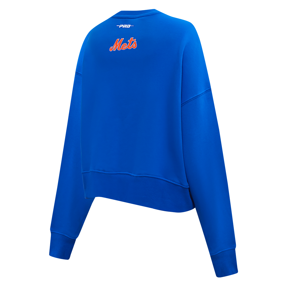 MLB NEW YORK METS CLASSIC CHENILLE CHANDAIL À COL ROND EN MOLLETON POUR FEMME (BLEU ROYAL)