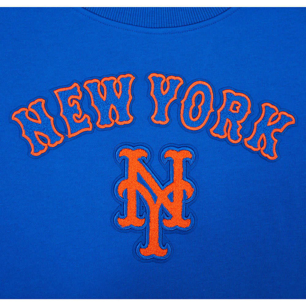 MLB NEW YORK METS CLASSIC CHENILLE CHANDAIL À COL ROND EN MOLLETON POUR FEMME (BLEU ROYAL)