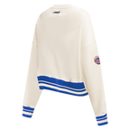 MLB NEW YORK METS RETRO CLASSIC CHANDAIL À COL ROND EN MOLLETON CÔTELÉ POUR FEMME (COQUILLE D'ŒUF/BLEU ROYAL)