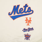 MLB NEW YORK METS RETRO CLASSIC CHANDAIL À COL ROND EN MOLLETON CÔTELÉ POUR FEMME (COQUILLE D'ŒUF/BLEU ROYAL)