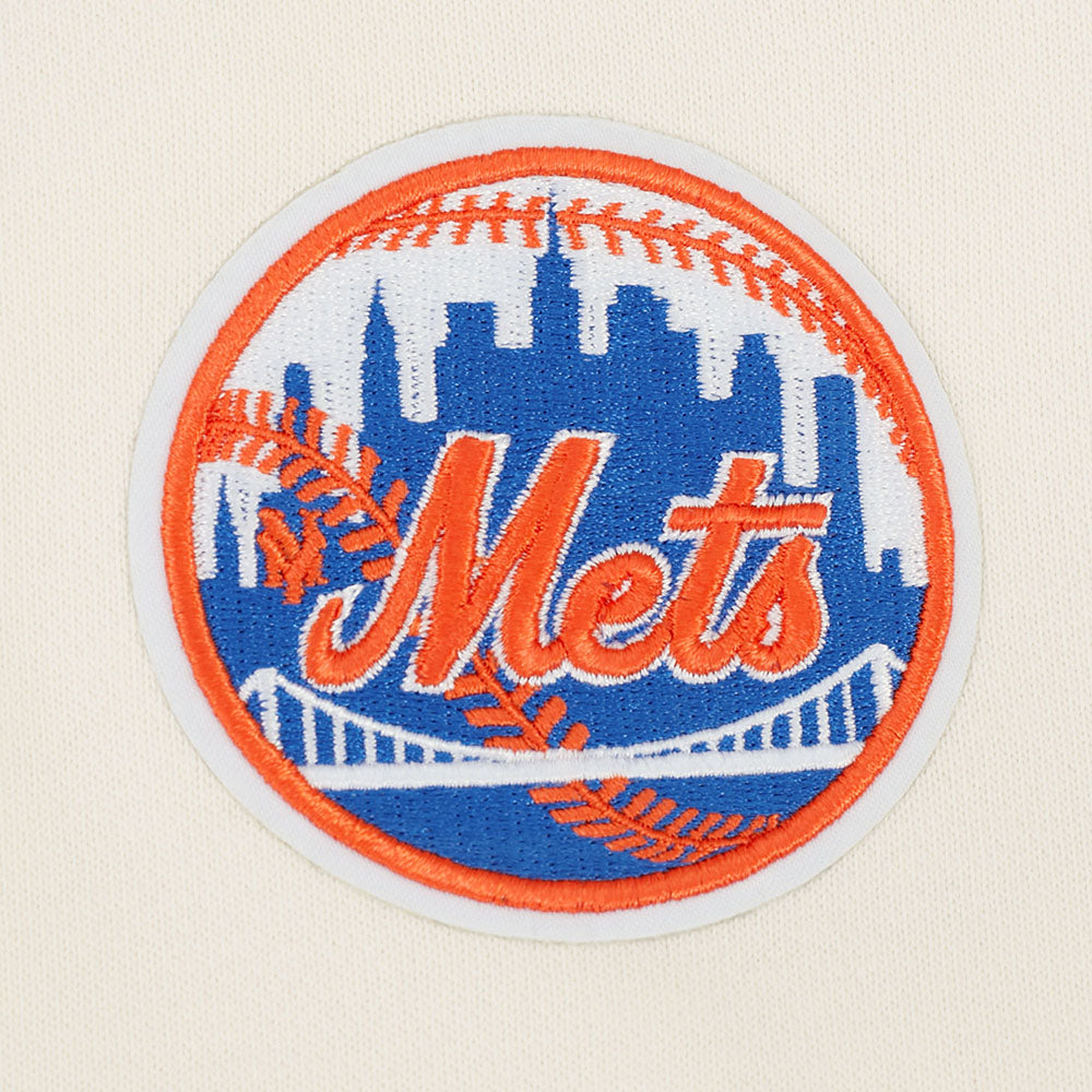 MLB NEW YORK METS RETRO CLASSIC CHANDAIL À COL ROND EN MOLLETON CÔTELÉ POUR FEMME (COQUILLE D'ŒUF/BLEU ROYAL)