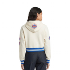 MLB NEW YORK METS RETRO CLASSIC CHANDAIL À CAPUCHON COURT EN MOLLETON CÔTELÉ POUR FEMME (COQUILLE D'ŒUF/BLEU ROYAL)