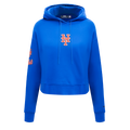 MLB NEW YORK METS CLASSIC CHANDAIL À CAPUCHON COURT POUR FEMME (BLEU ROYAL)