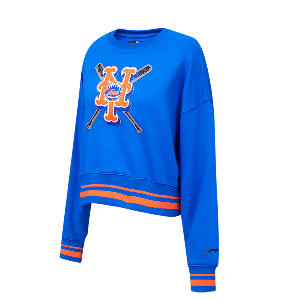 MLB NEW YORK METS MASHUP WOMEN'S RIB CREWNECK (ROYAL/ORANGE/ROYAL)