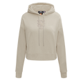 MLB NEW YORK METS NEUTRAL WOMEN'S CROPPED PULLOVER HOODIE (TAUPE)